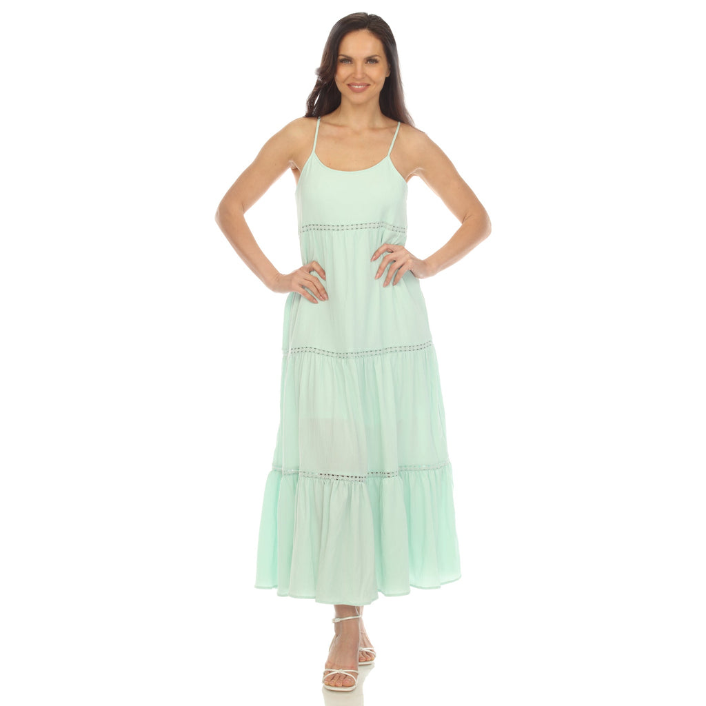 Women's Scoop Neck Tiered Maxi Dress - Plus