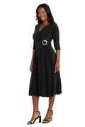 Midi Jersey Faux Wrap with 3/4 Sleeves - Petite