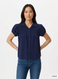 Cap Sleeve Ruched Yoke Blouse