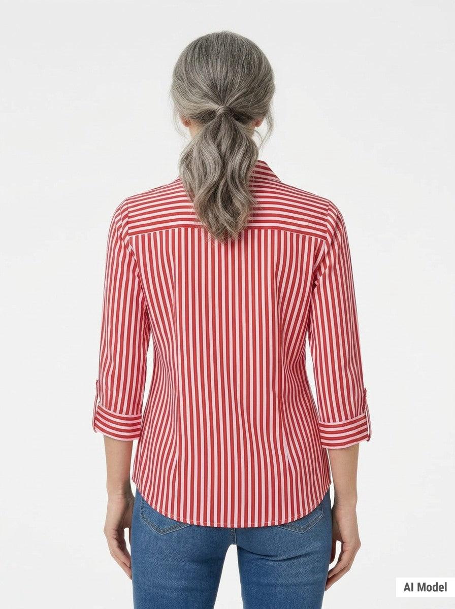 Half Zip Blouse With Pockets