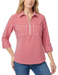 Half Zip Blouse With Pockets