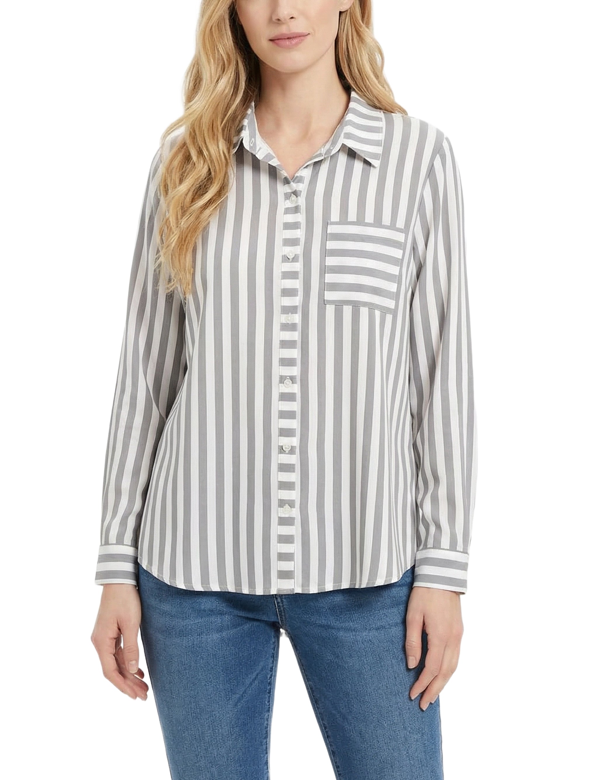 NY Collection Long Sleeve Blouse With Chest Pocket