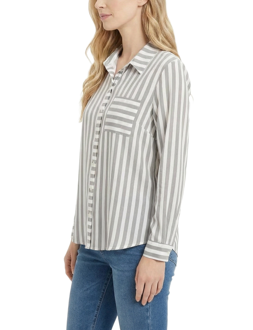 NY Collection Long Sleeve Blouse With Chest Pocket