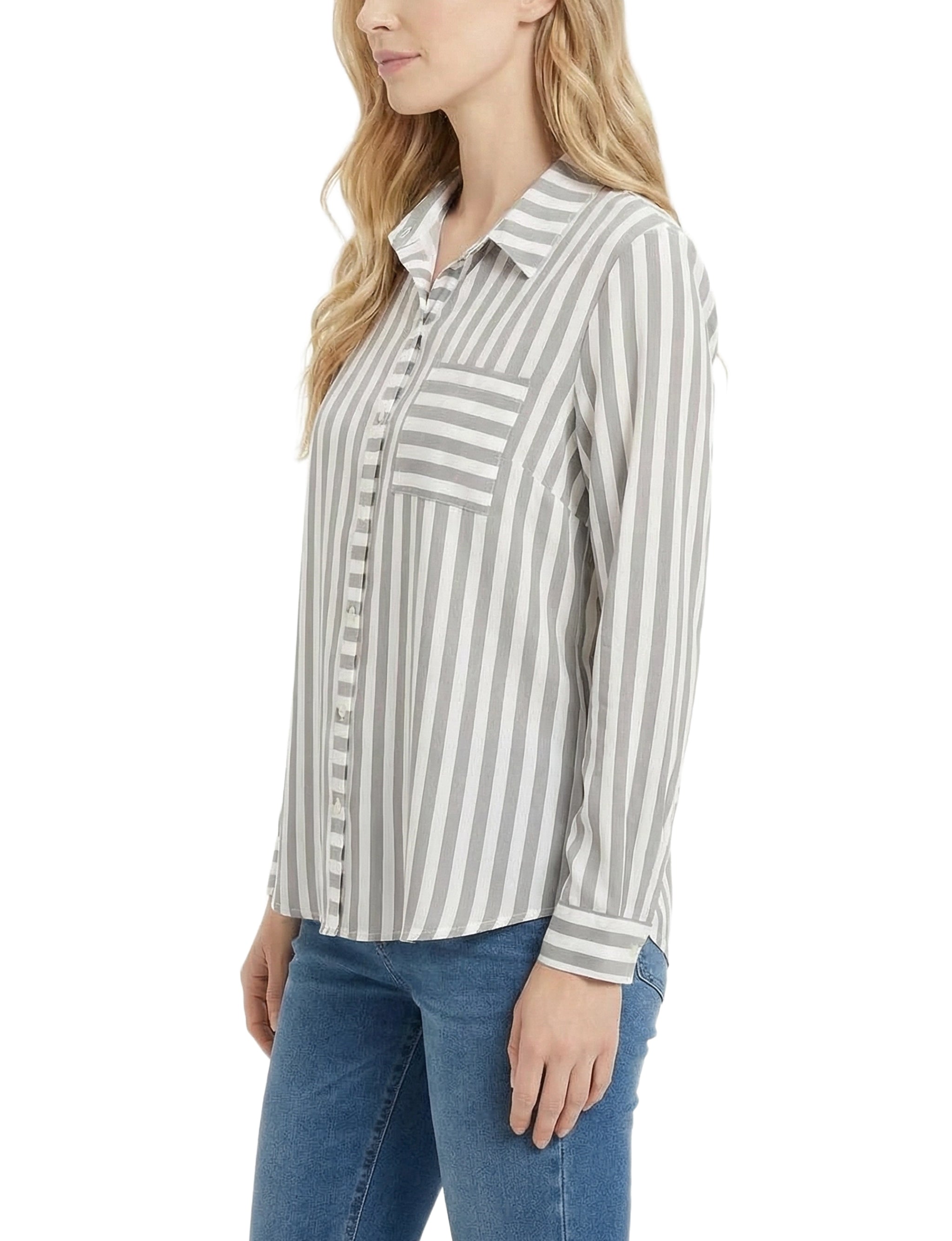 NY Collection Long Sleeve Blouse With Chest Pocket