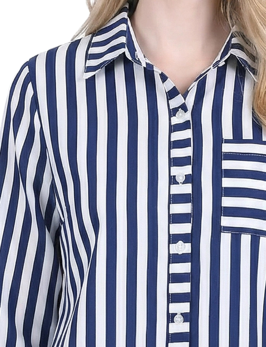 NY Collection Long Sleeve Blouse With Chest Pocket