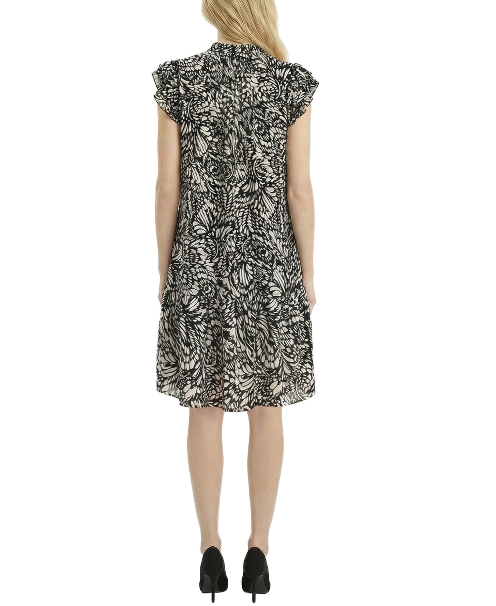 NY Collection Petite Flutter Sleeve Flounced Dress