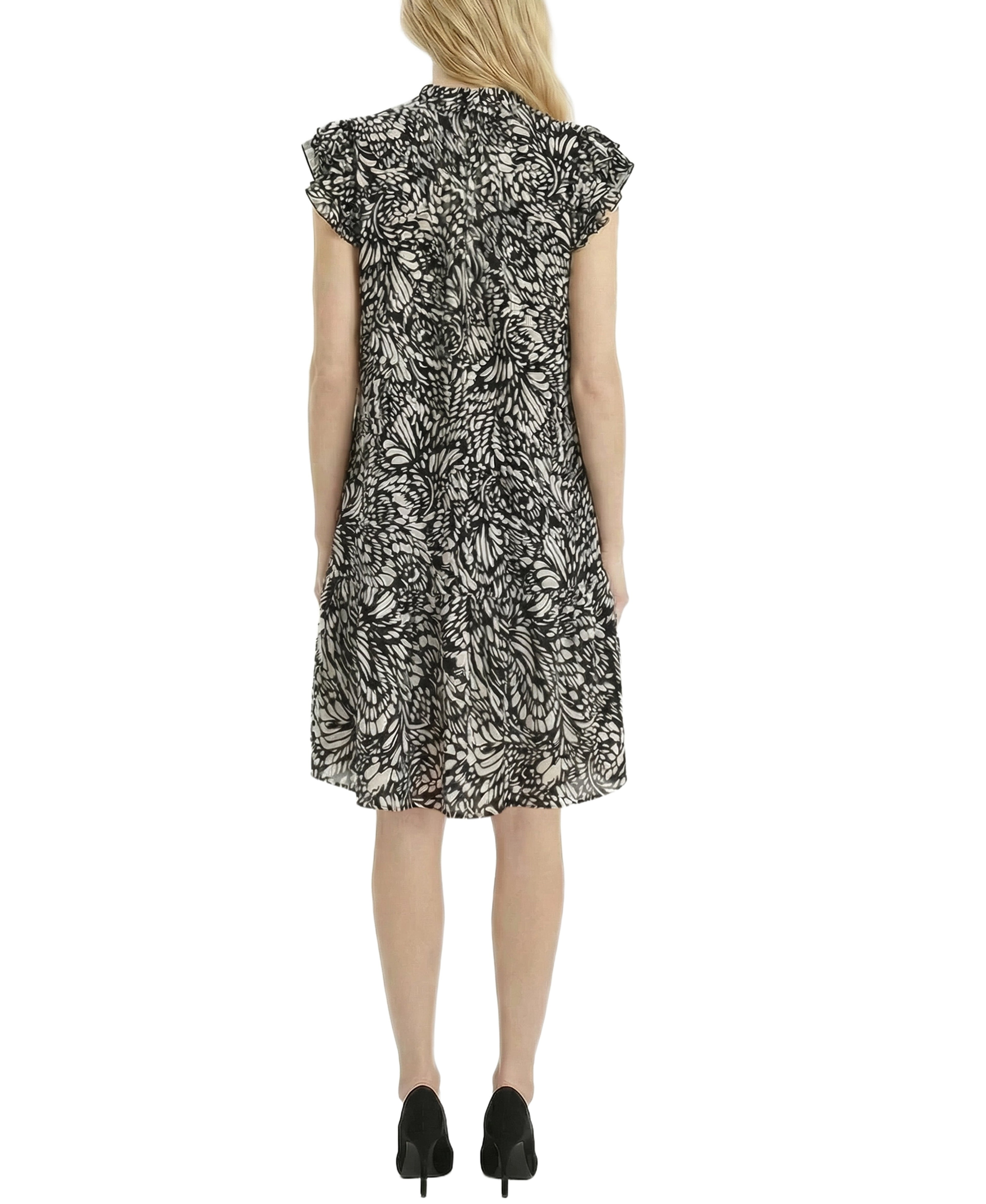 NY Collection Petite Flutter Sleeve Flounced Dress