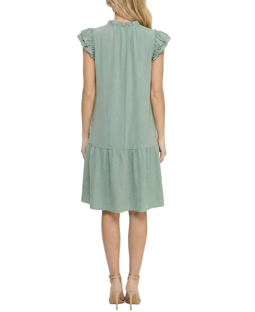 NY Collection Petite Flutter Sleeve Flounced Dress
