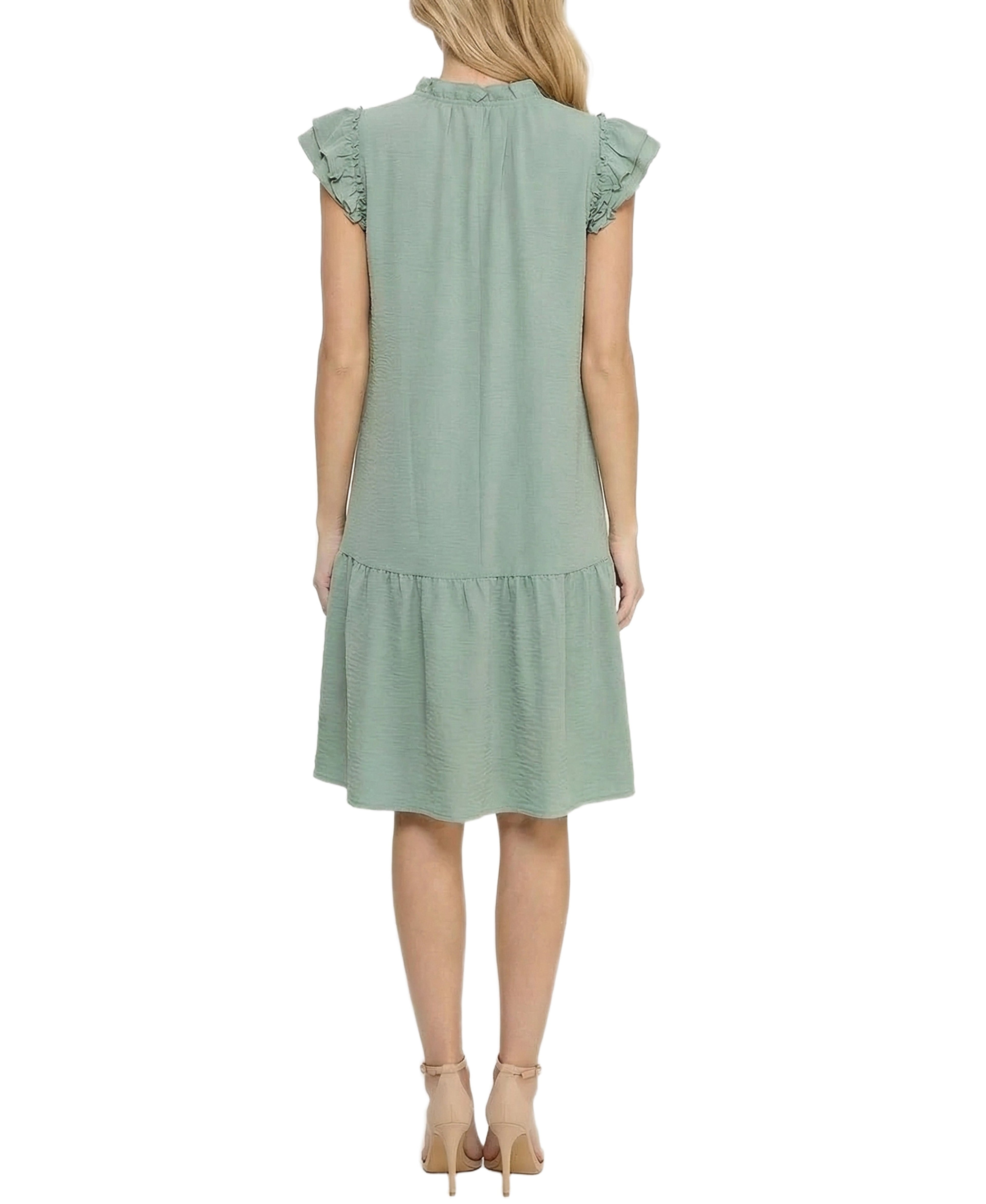 NY Collection Petite Flutter Sleeve Flounced Dress