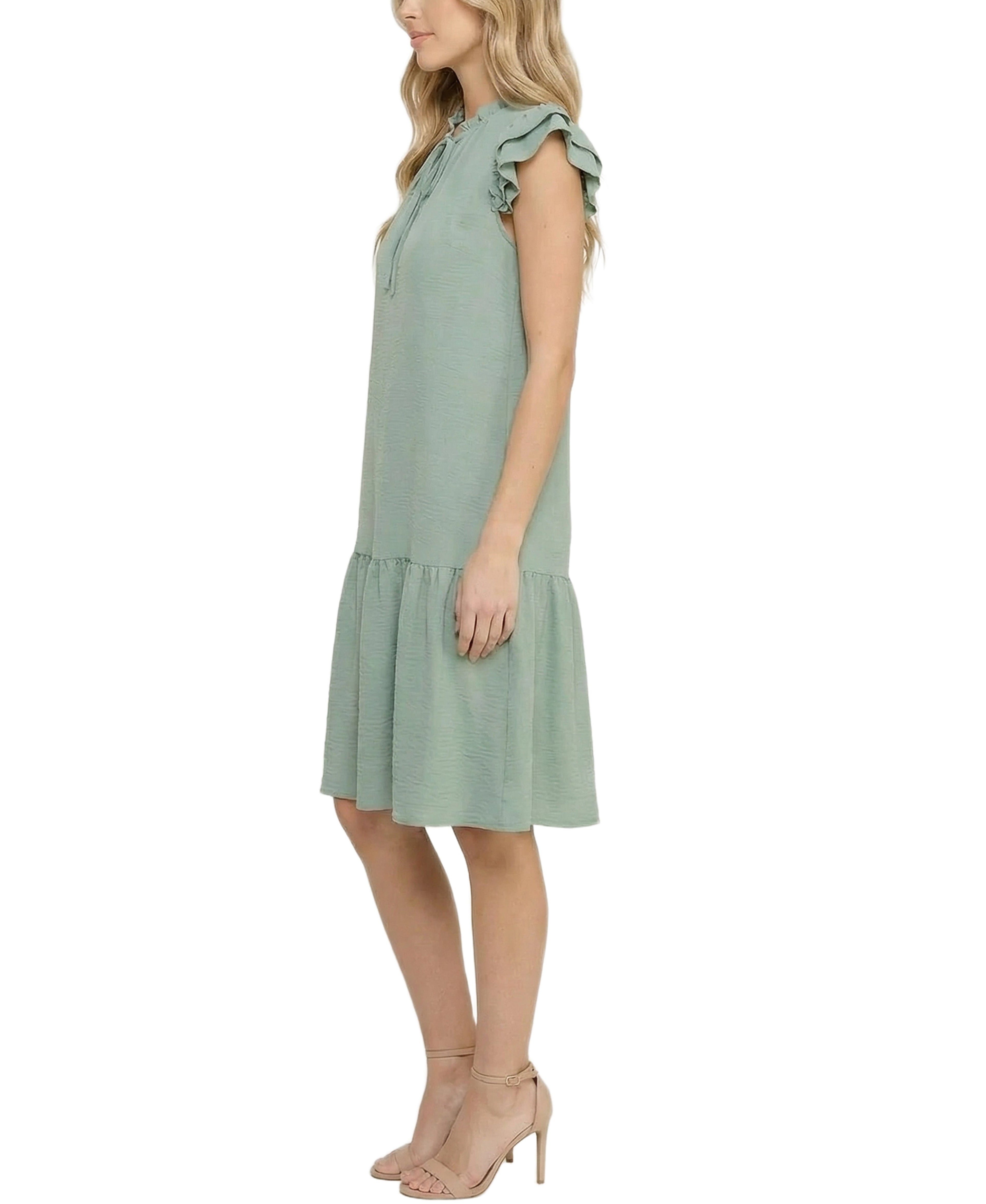 NY Collection Petite Flutter Sleeve Flounced Dress