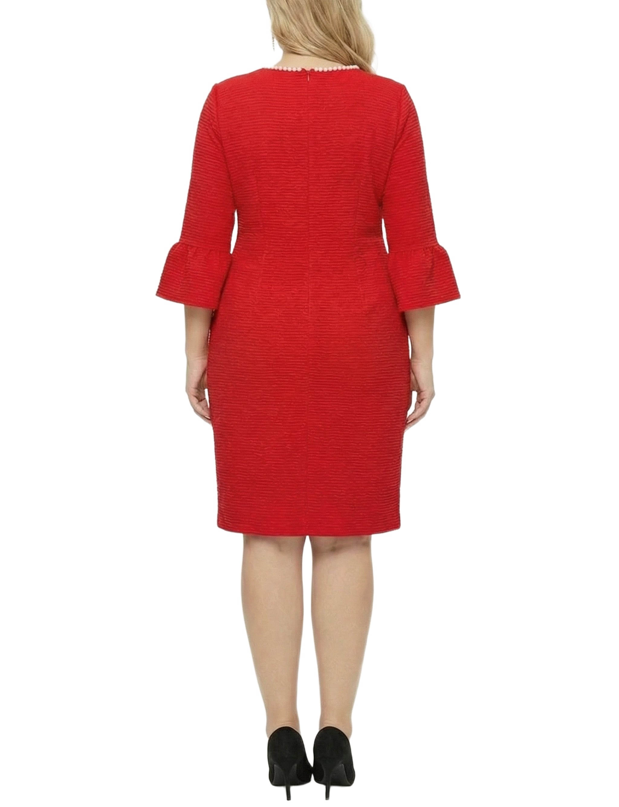 NY Collection Plus Size 3/4 Sleeve Pearl Detail Dress
