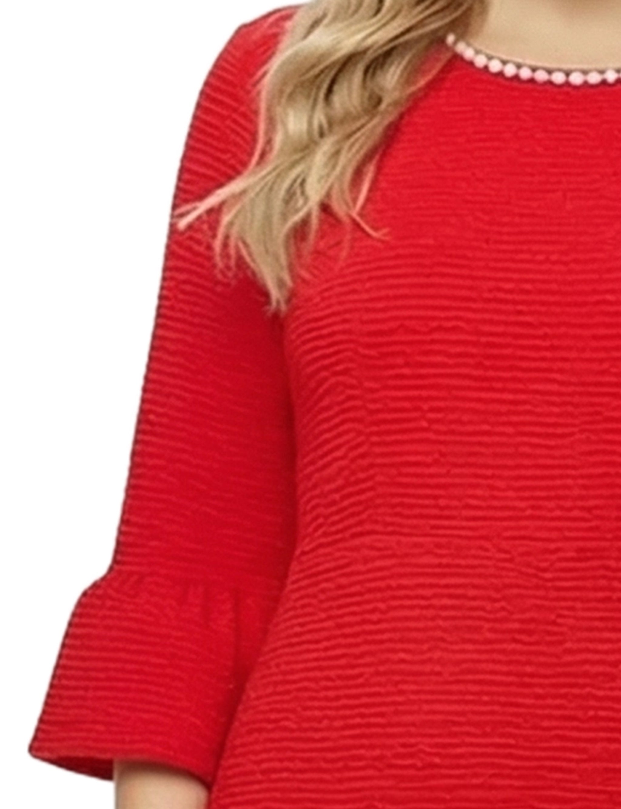 NY Collection Plus Size 3/4 Sleeve Pearl Detail Dress