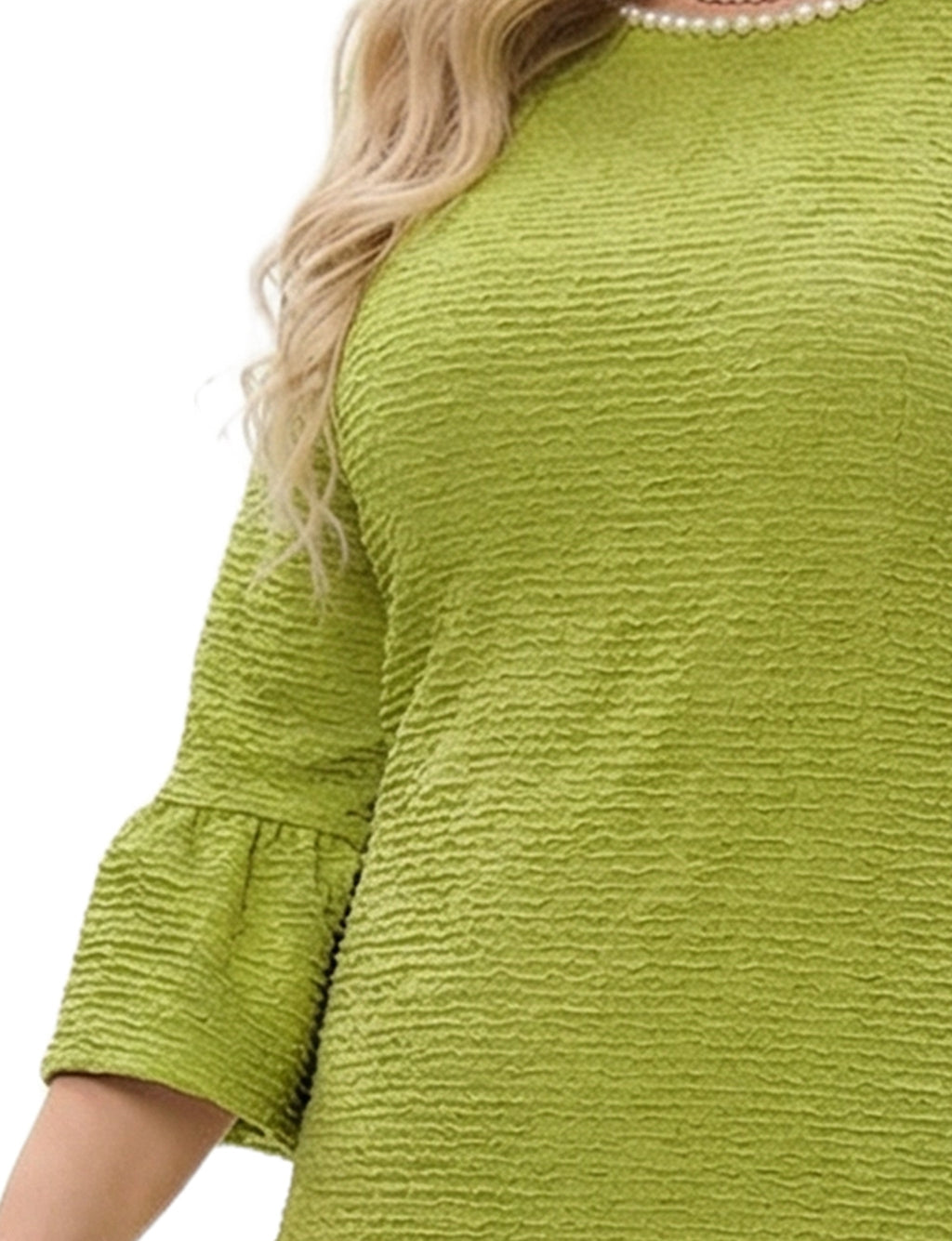 NY Collection Plus Size 3/4 Sleeve Pearl Detail Dress