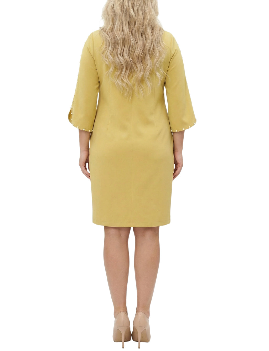 NY Collection Plus Size 3/4 Pearl-Detail Petal Sleeve Dress