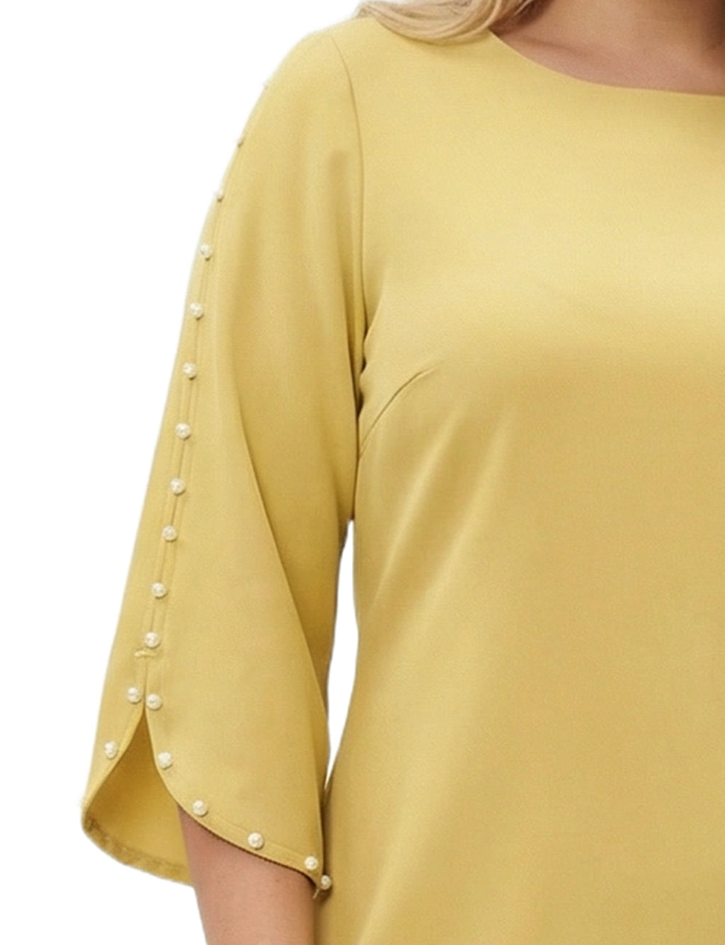 NY Collection Plus Size 3/4 Pearl-Detail Petal Sleeve Dress