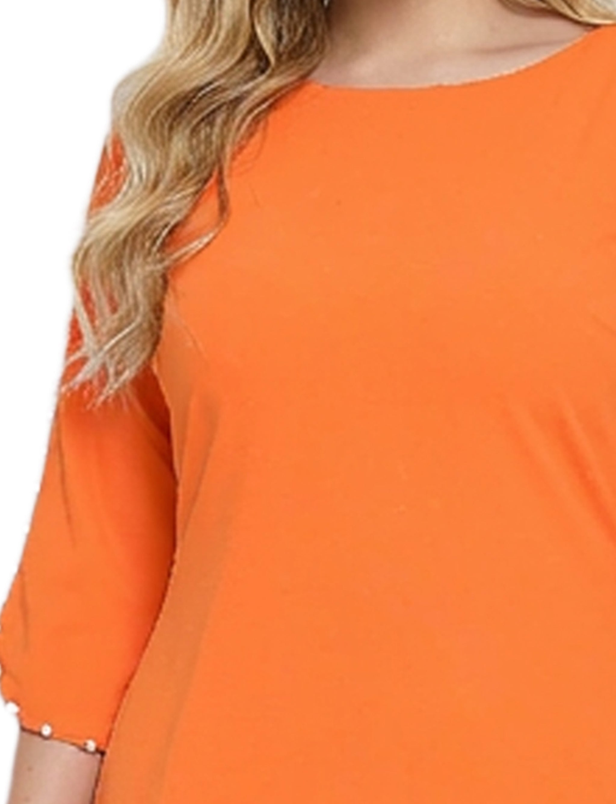 NY Collection Plus Size 3/4 Pearl-Detail Petal Sleeve Dress