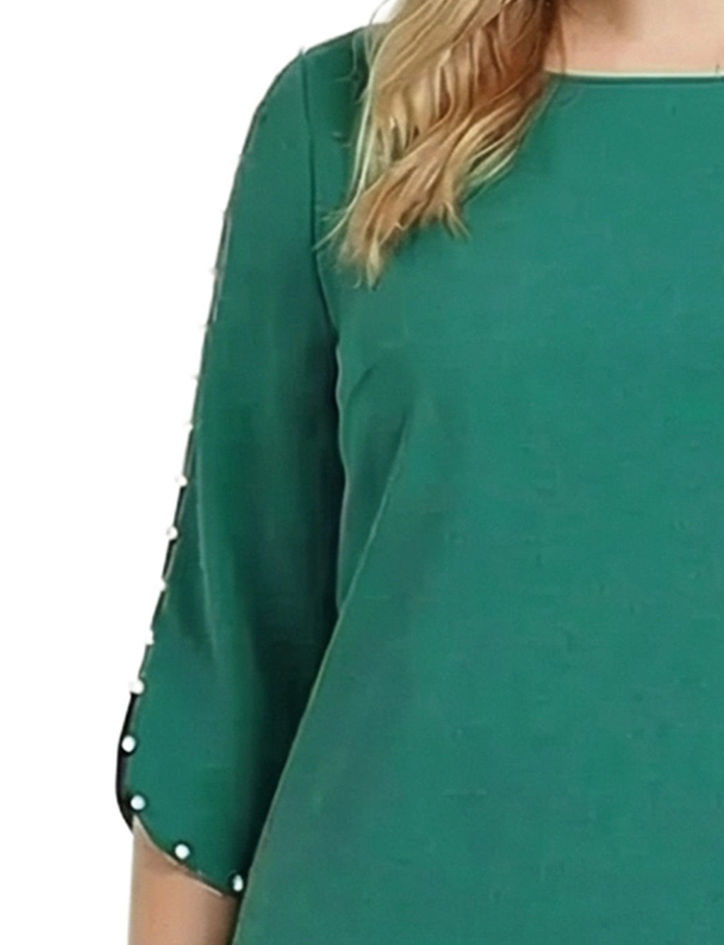 NY Collection Plus Size 3/4 Pearl-Detail Petal Sleeve Dress