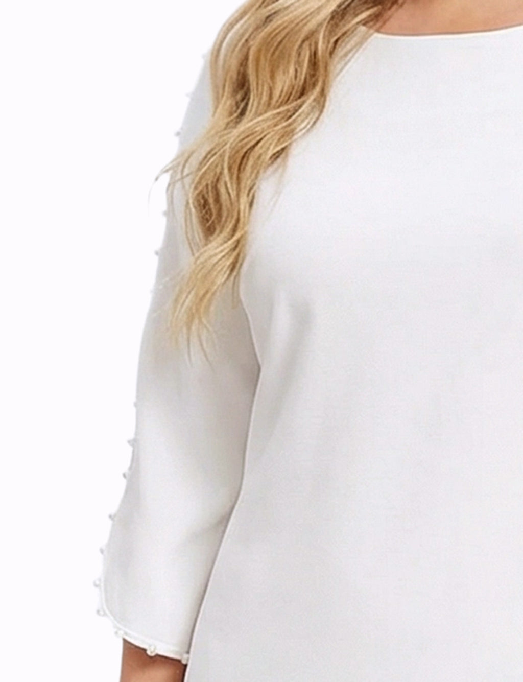 NY Collection Plus Size 3/4 Pearl-Detail Petal Sleeve Dress