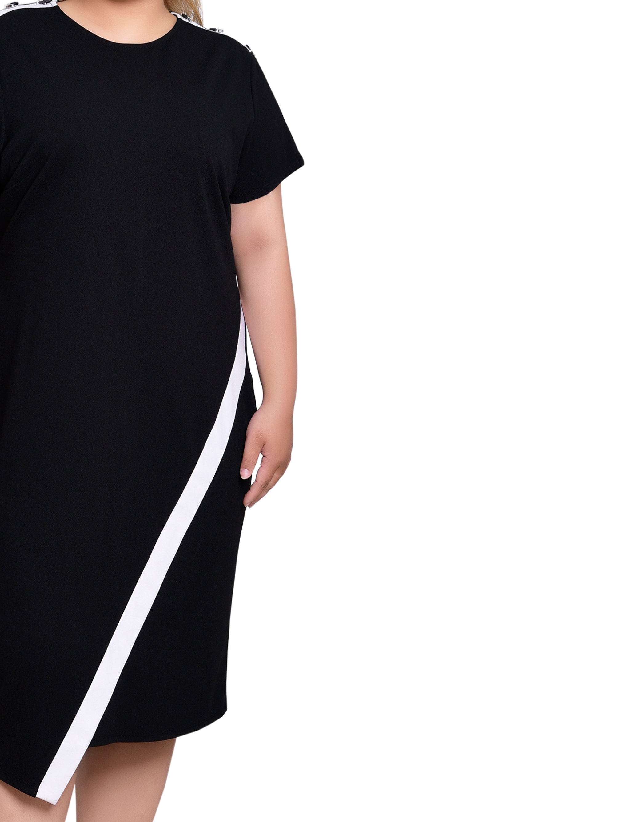 NY Collection Plus Size Short Sleeve Assymetrical Hem Dress