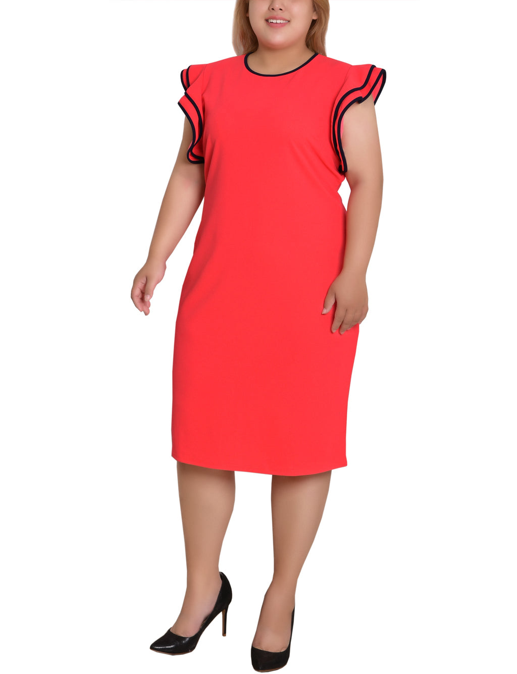NY Collection Plus Size Ruffle-Sleeve Dress