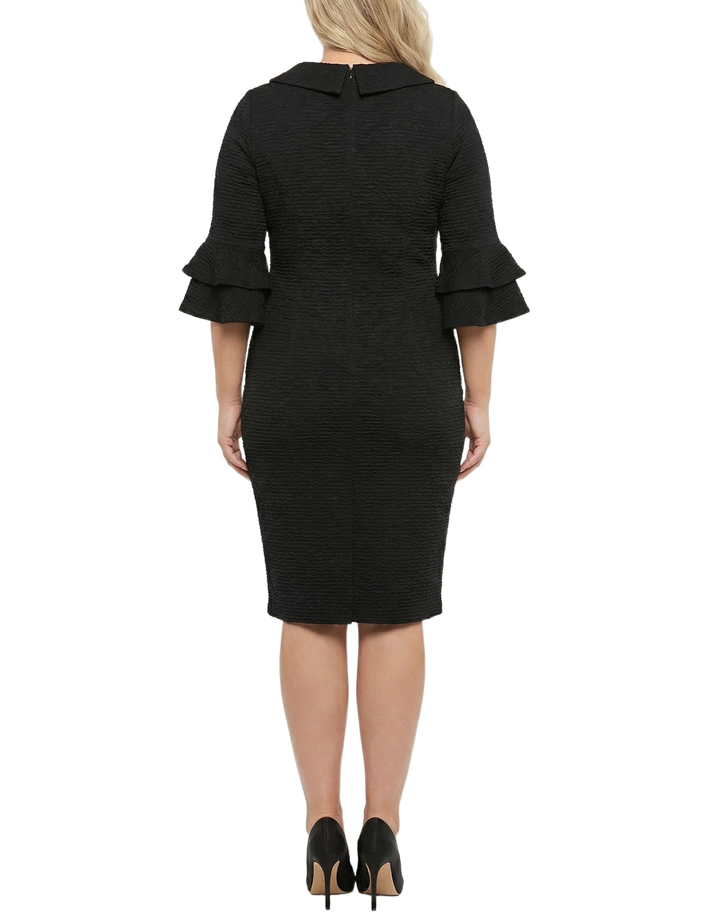 NY Collection Plus Size 3/4 Sleeve Shawl Collar Dress
