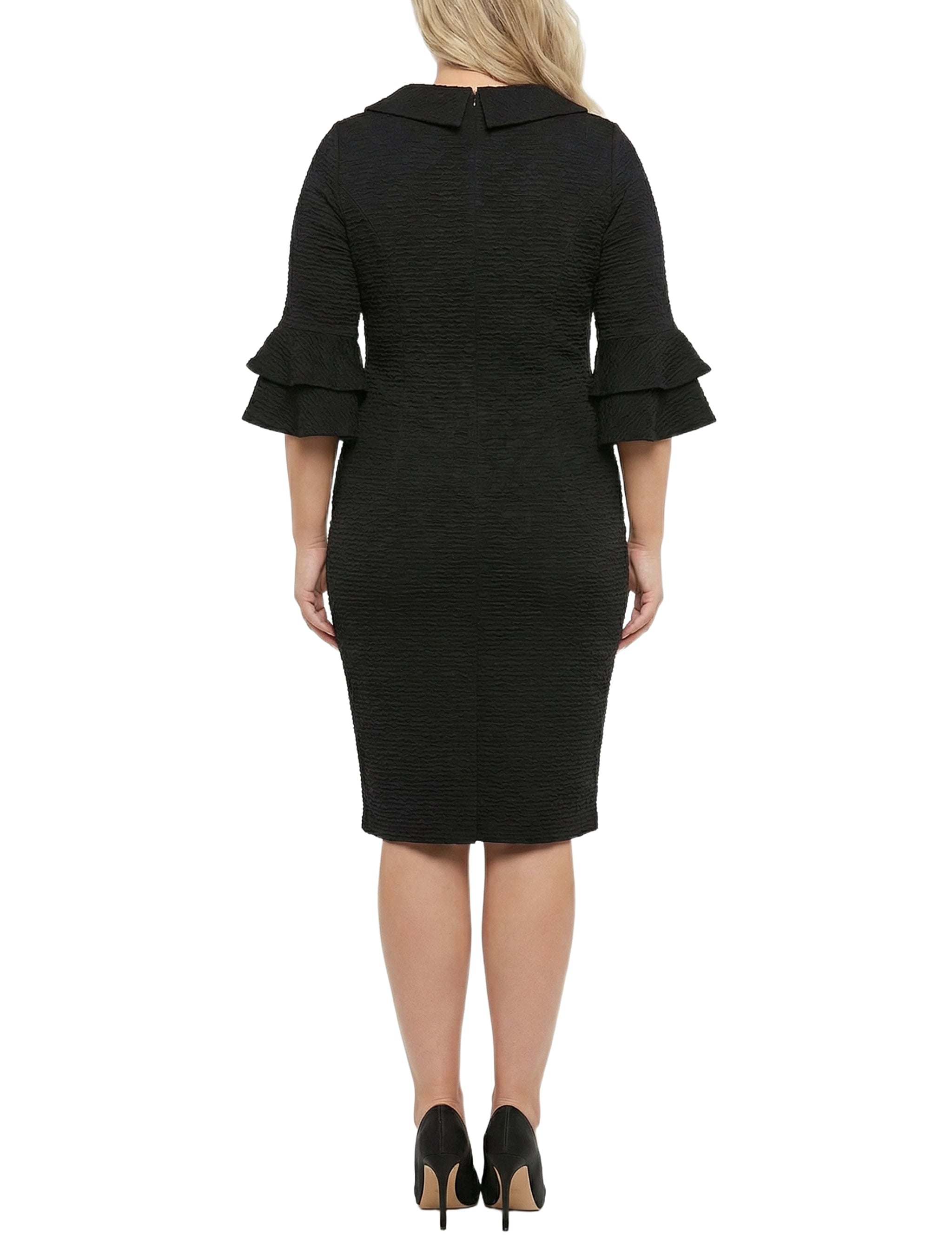 NY Collection Plus Size 3/4 Sleeve Shawl Collar Dress
