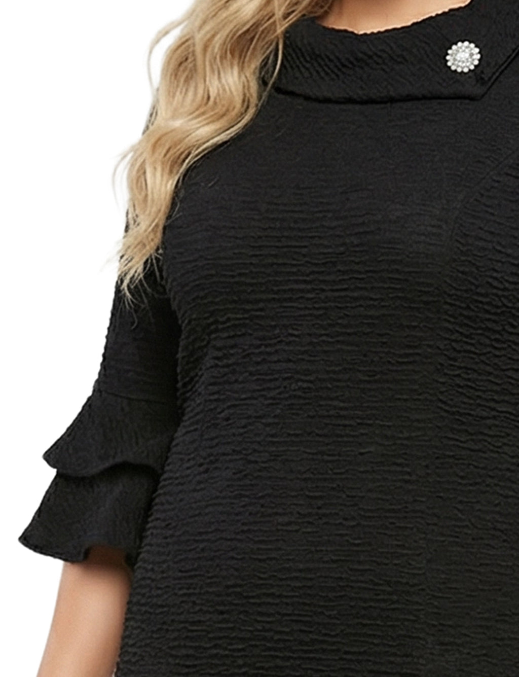 NY Collection Plus Size 3/4 Sleeve Shawl Collar Dress