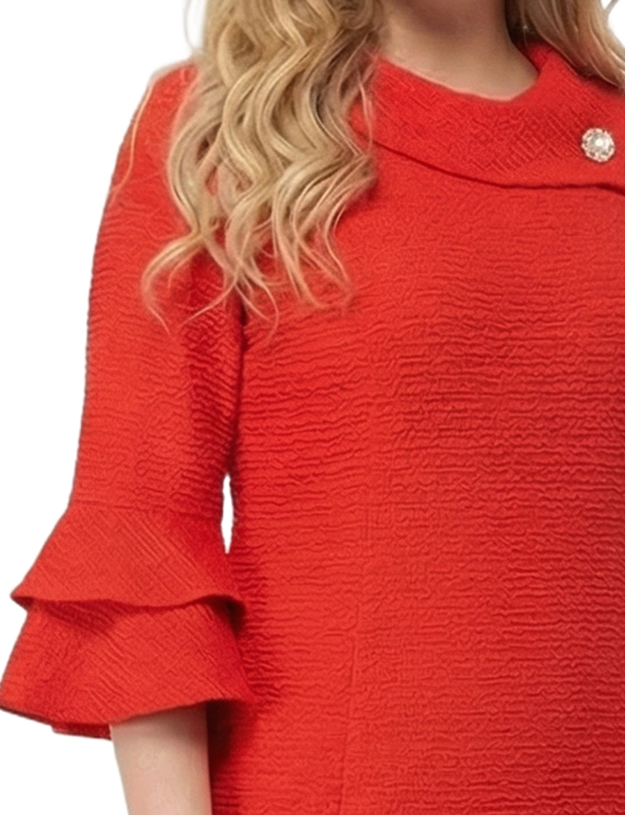 NY Collection Plus Size 3/4 Sleeve Shawl Collar Dress