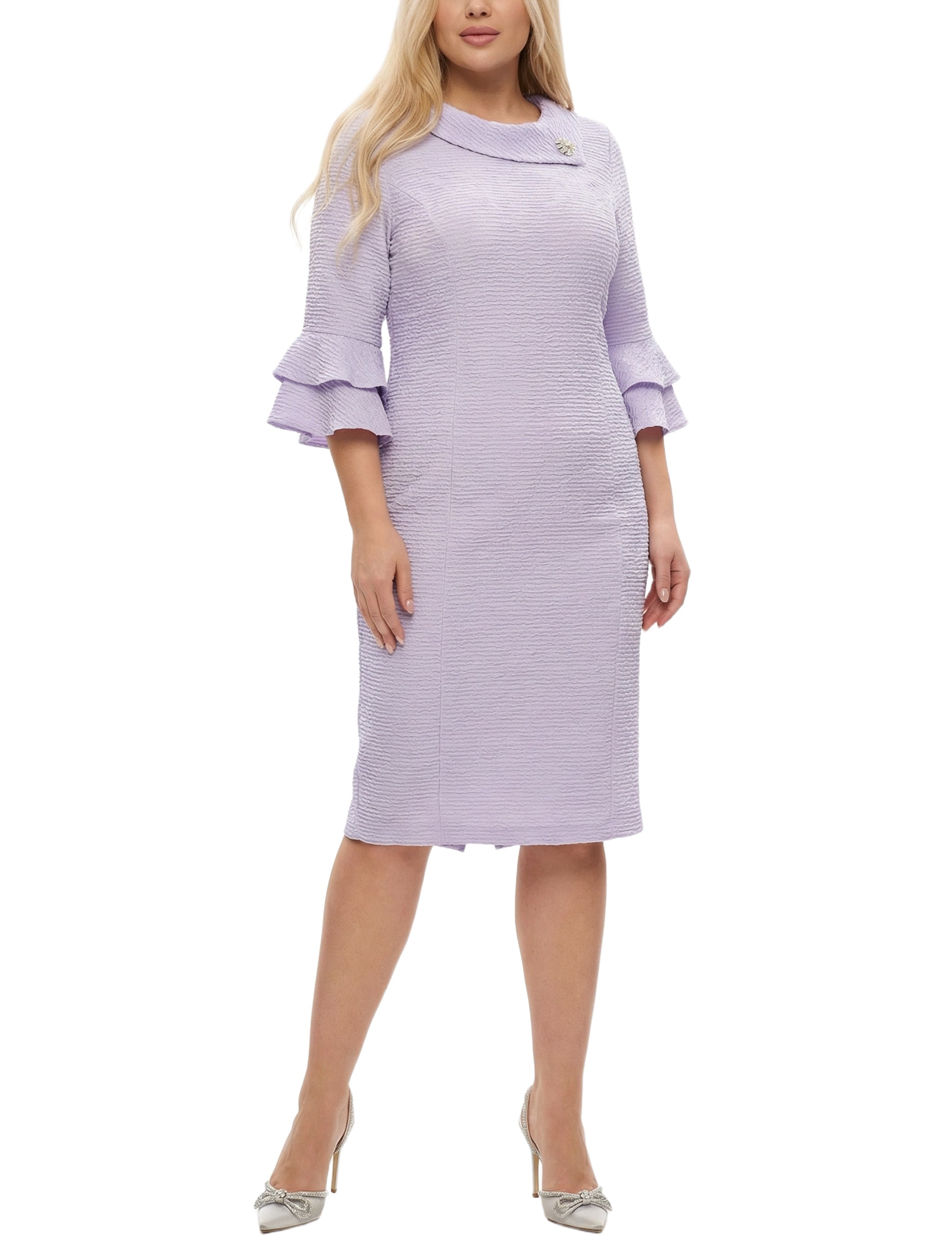 NY Collection Plus Size 3/4 Sleeve Shawl Collar Dress