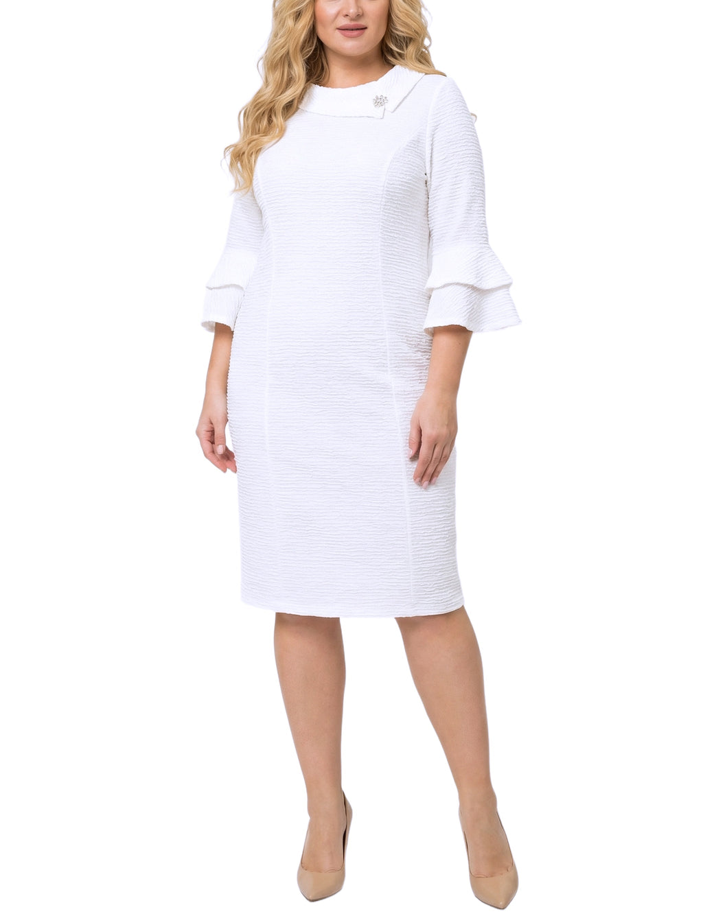 NY Collection Plus Size 3/4 Sleeve Shawl Collar Dress