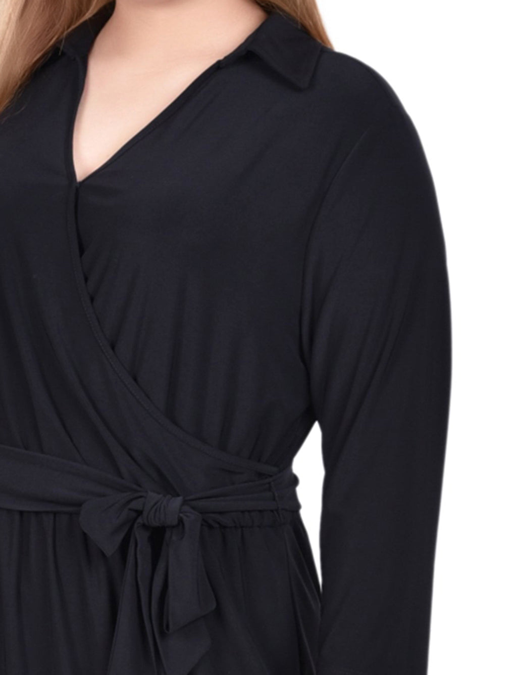 NY Collection Plus Size 3/4 Sleeve Belted Maxi Dress